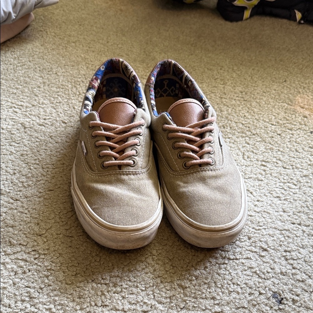 Vans Men's Canvas Sneakers in Light Taupe with Tan Accents